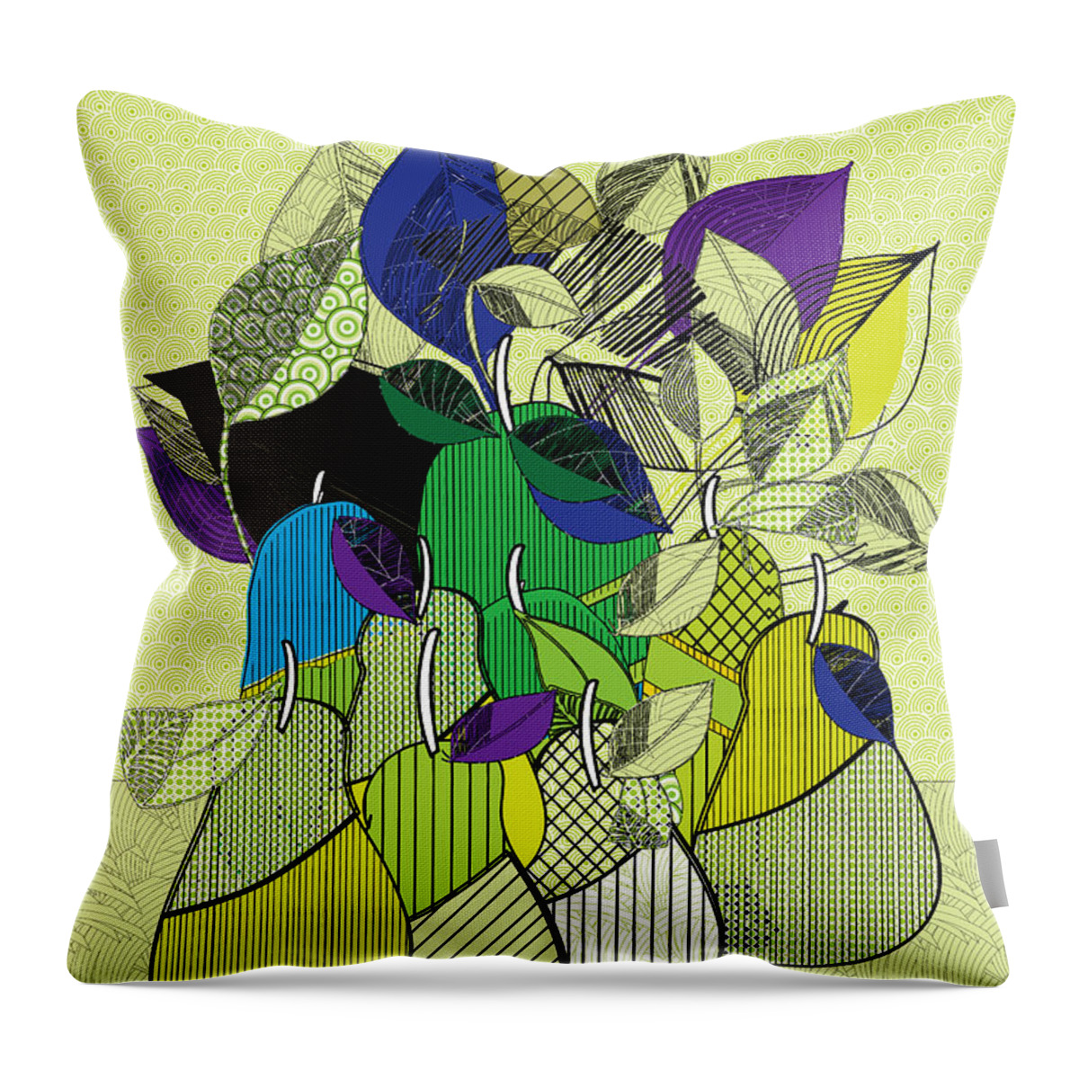 Pears Throw Pillow featuring the drawing Pears by Cecely Bloom