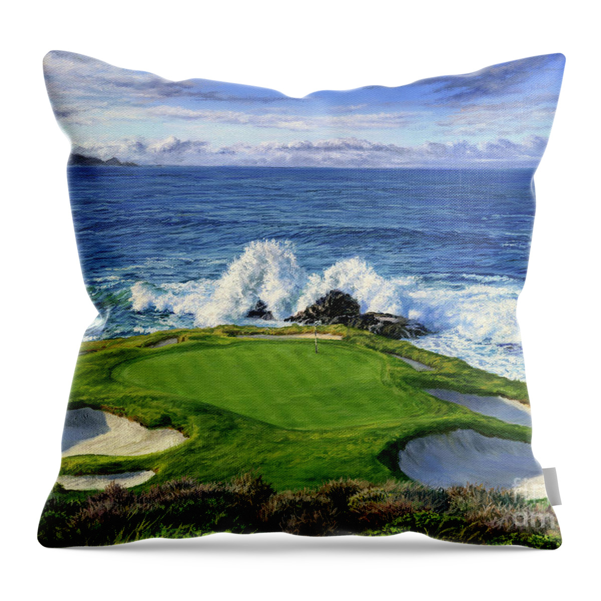 Pebble Beach Throw Pillow featuring the painting Pebble Beach by Steph Moraca