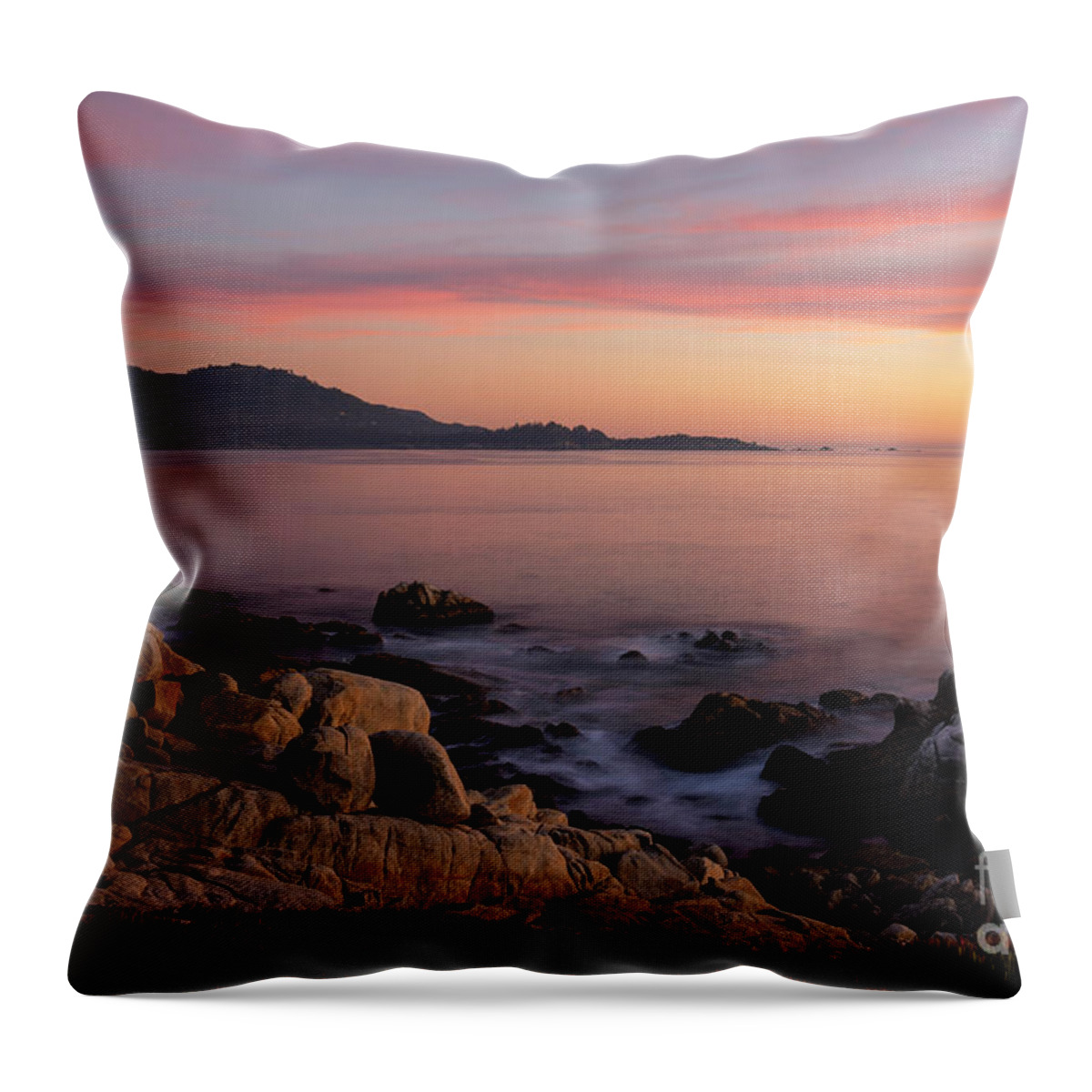 Monterey Throw Pillow featuring the photograph Pebble Beach Sunset by Michael Dawson
