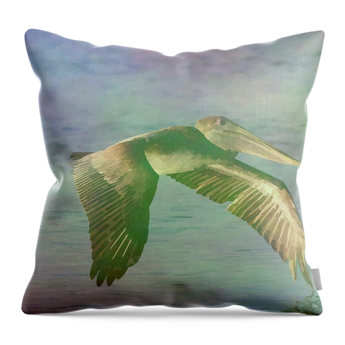 Pelicans Throw Pillow featuring the photograph Pelican in Flight 7 by Mingming Jiang