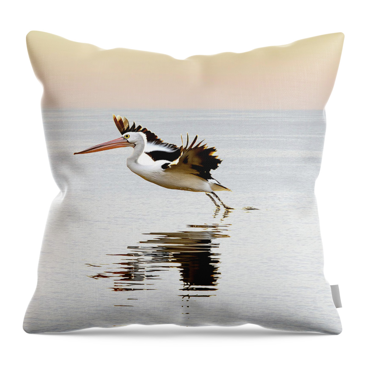Three Pelicans Throw Pillow featuring the photograph Pelican Landing Triptych_2 by Az Jackson