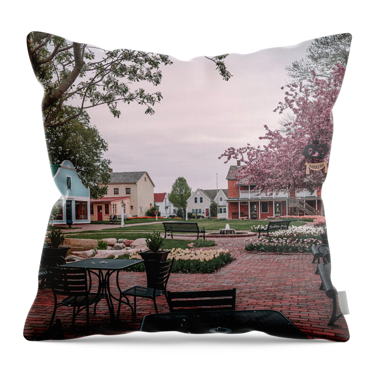 Pella Throw Pillow featuring the photograph Pella's Historical Dutch Village by Bella B Photography