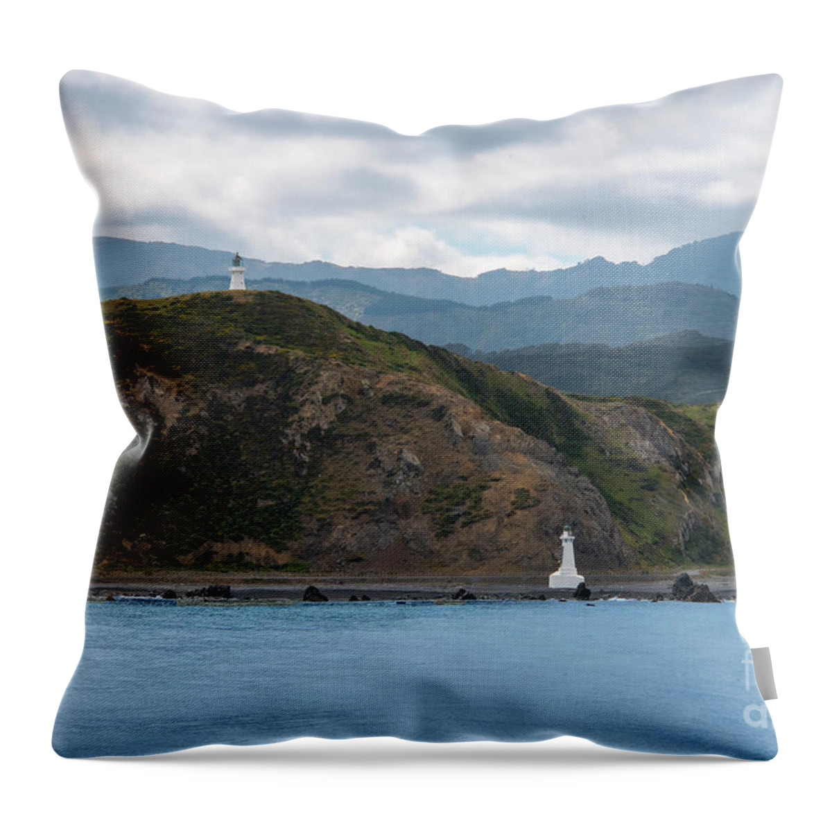 Cook Strait Throw Pillow featuring the photograph Pencarrow Lighthouse by Bob Phillips