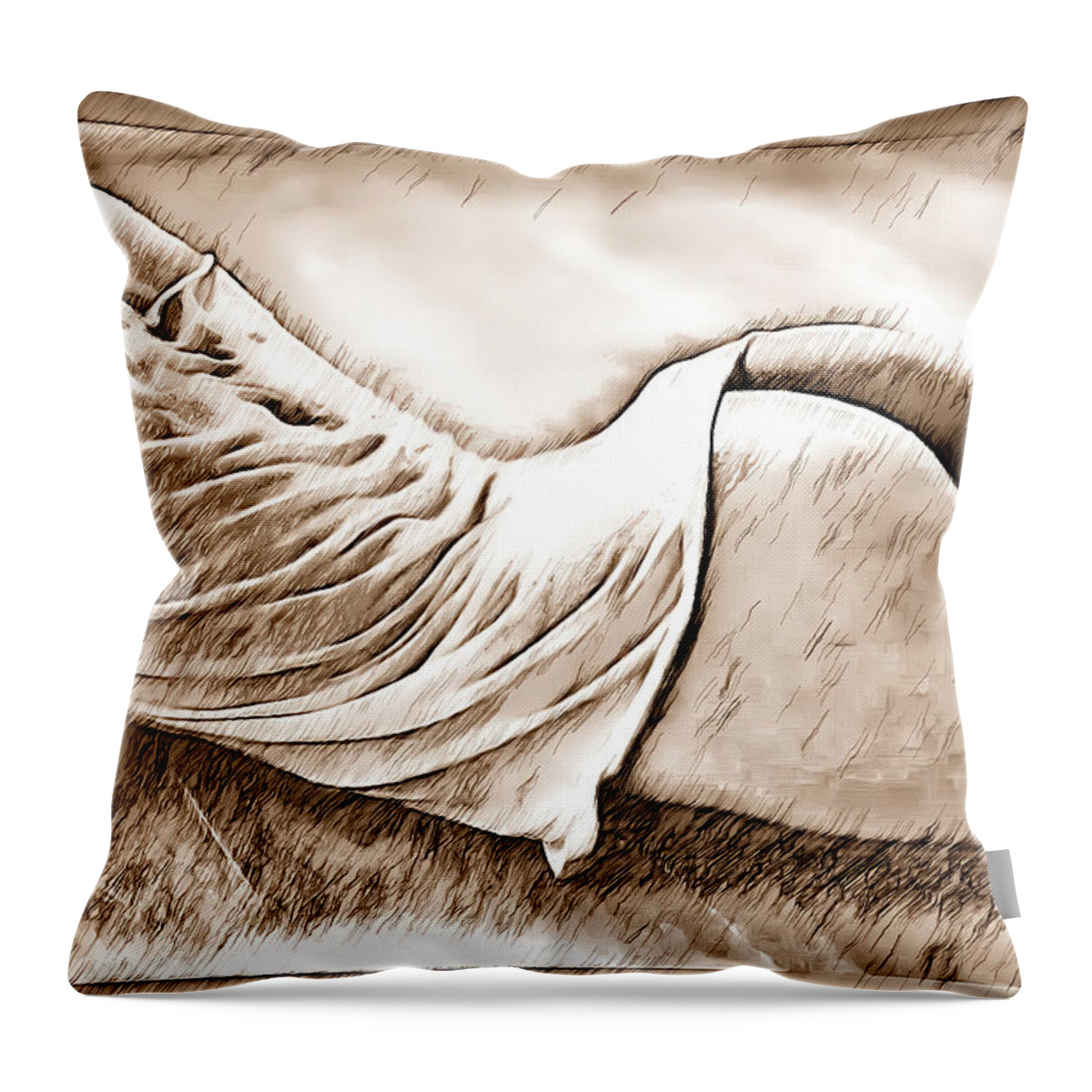 Naked Throw Pillow featuring the digital art Pencil Nude 1 by Dan Stone