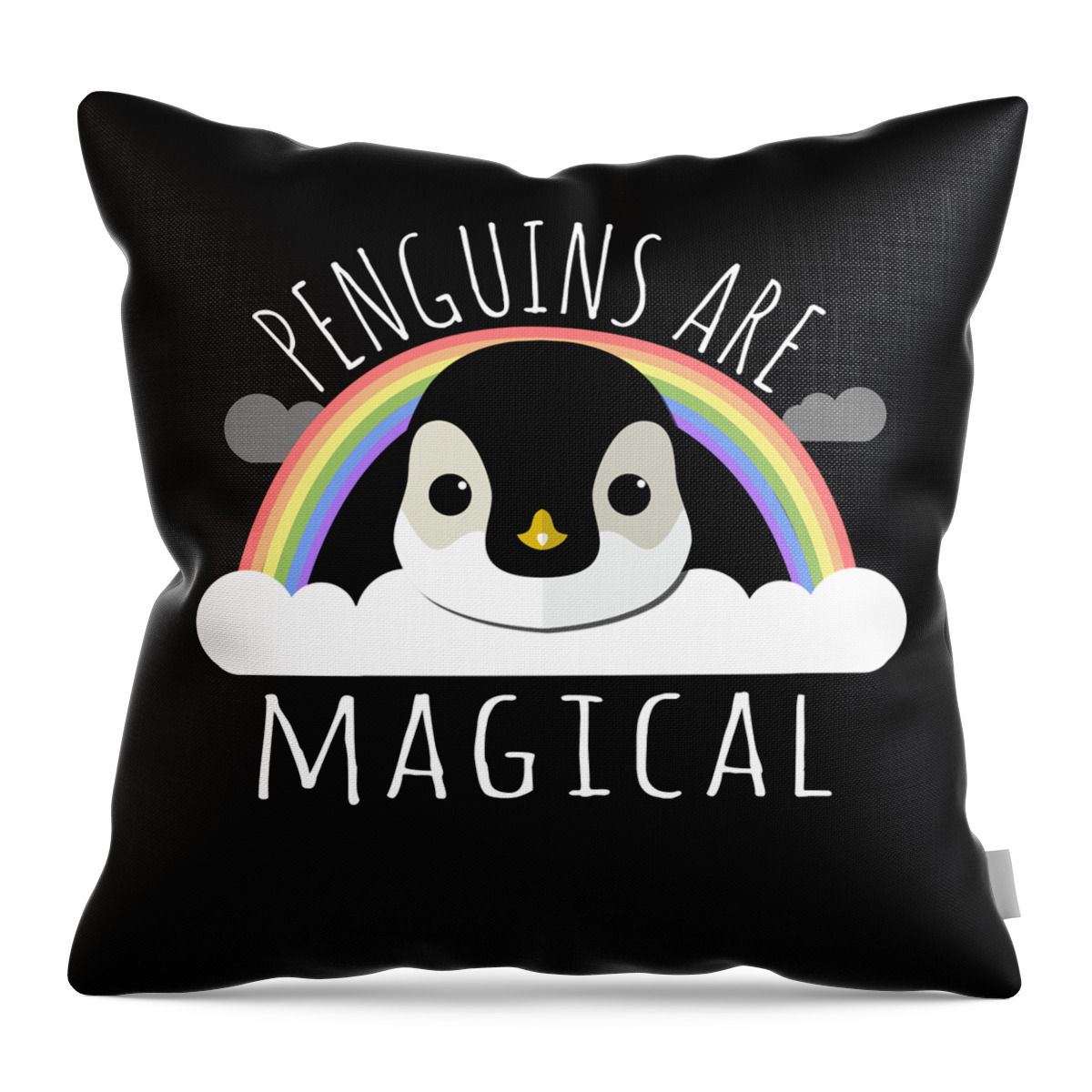 Funny Throw Pillow featuring the digital art Penguins Are Magical by Flippin Sweet Gear