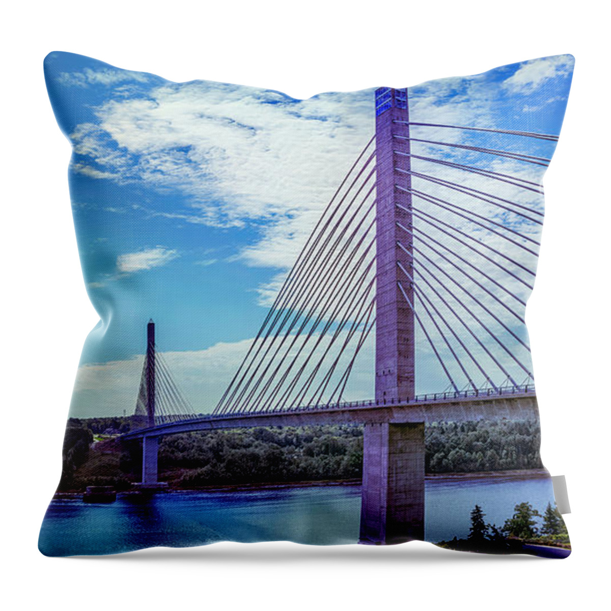 America Throw Pillow featuring the photograph Penobscot Narrows Bridge and Observatory by Ken Morris