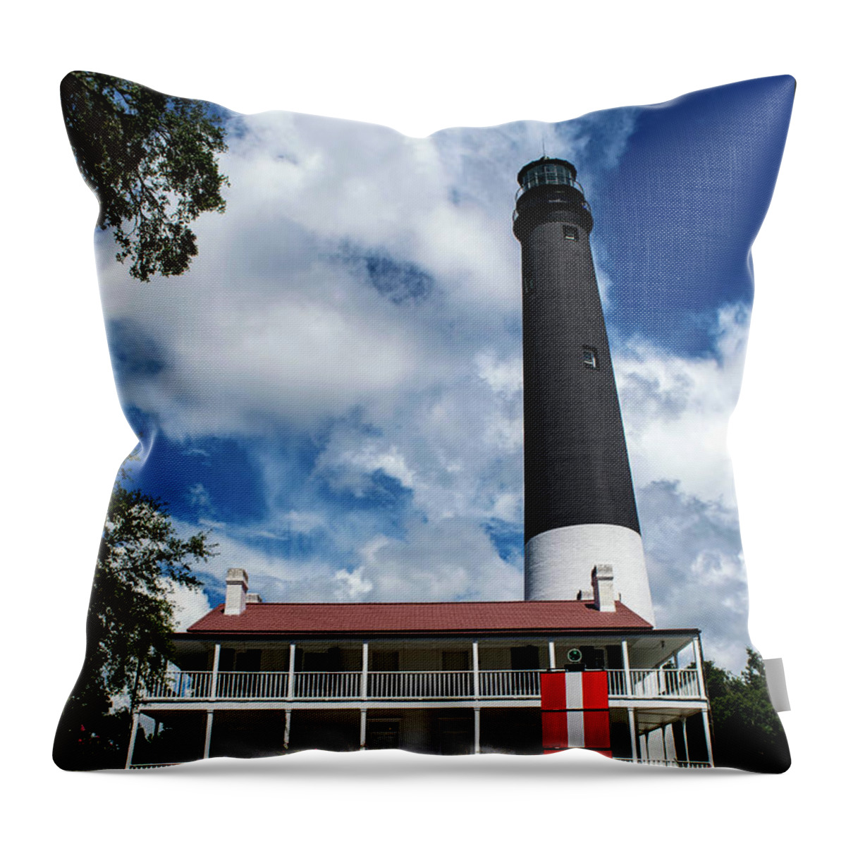Pensacola Throw Pillow featuring the photograph Pensacola Florida Lighthouse by Beachtown Views