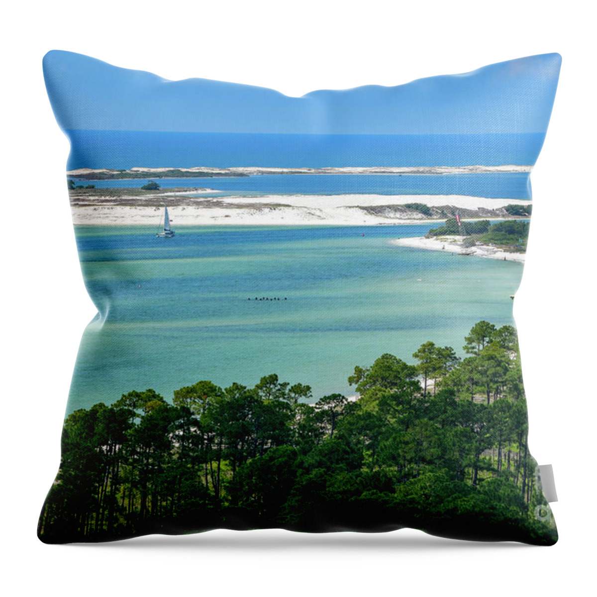 Pensacola Throw Pillow featuring the photograph Pensacola Pass from Above by Beachtown Views