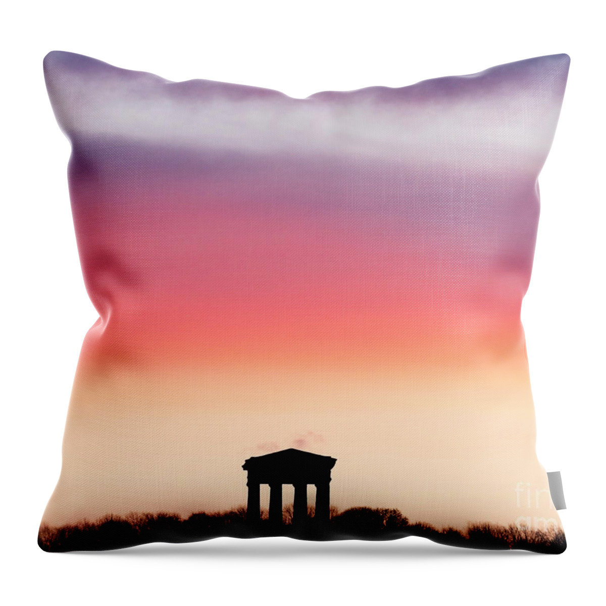 Penshaw Monument Throw Pillow featuring the photograph Penshaw Monument Sunrise by Bryan Attewell