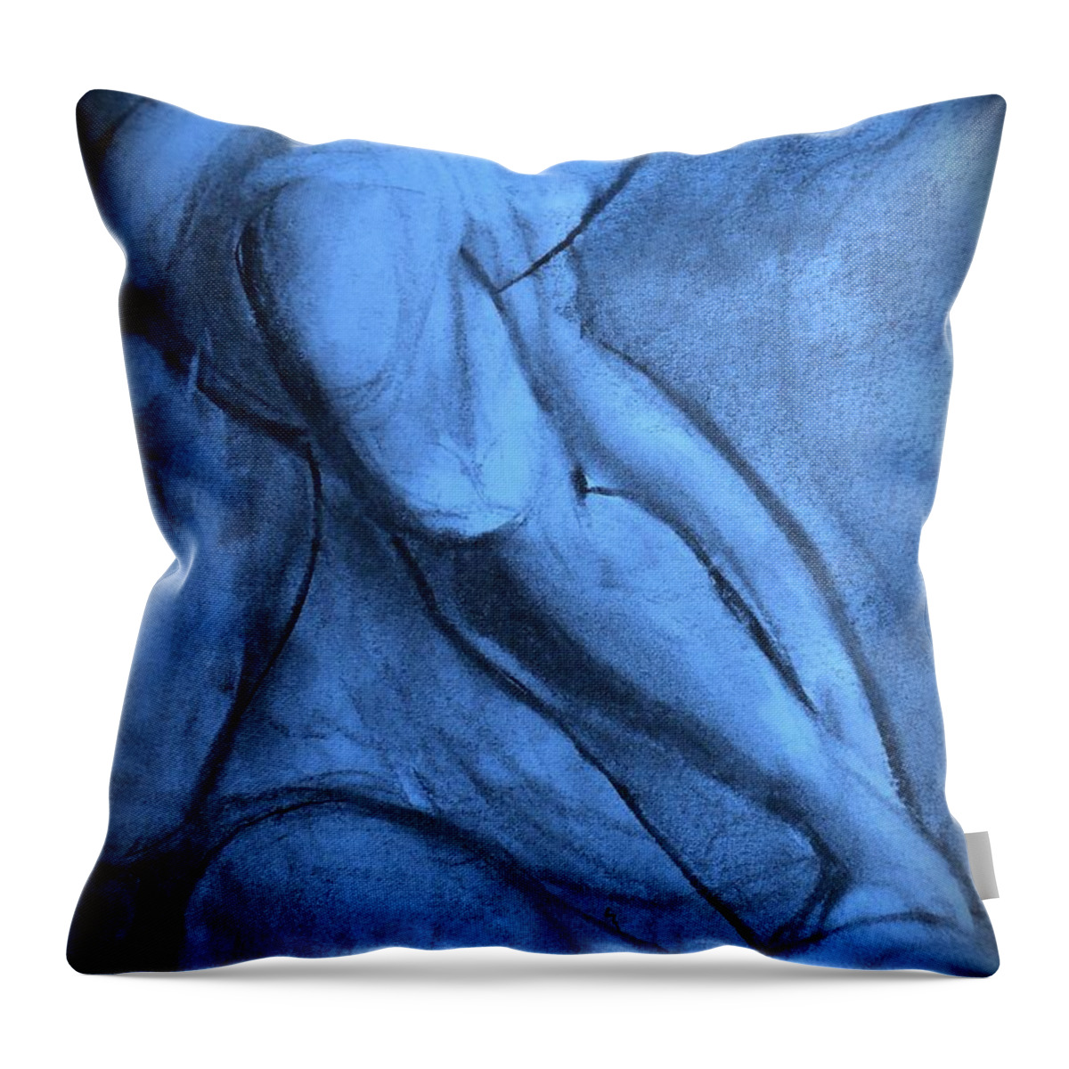 Nude Throw Pillow featuring the drawing Pentimenti by VIVA Anderson