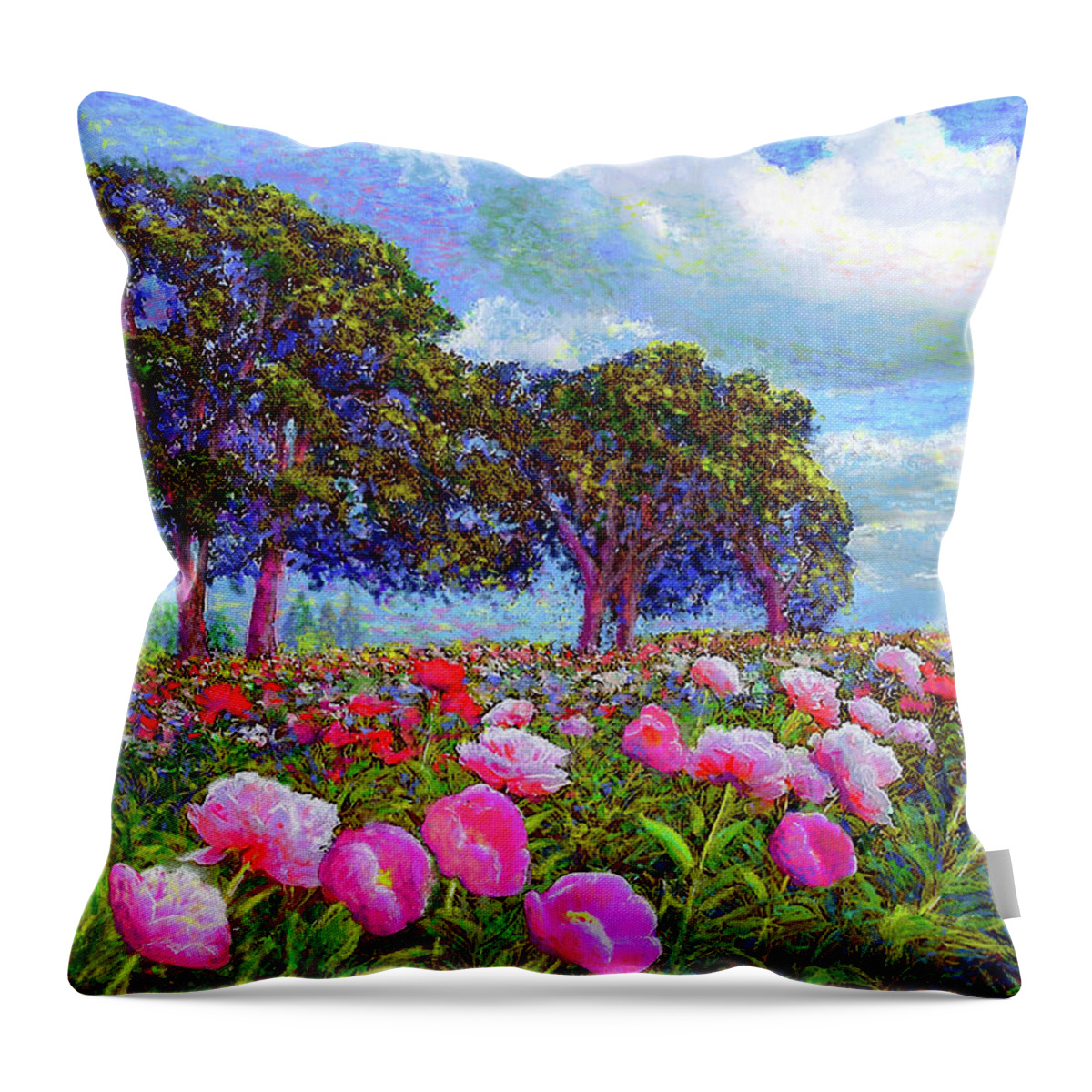 Floral Throw Pillow featuring the painting Peony Heaven by Jane Small