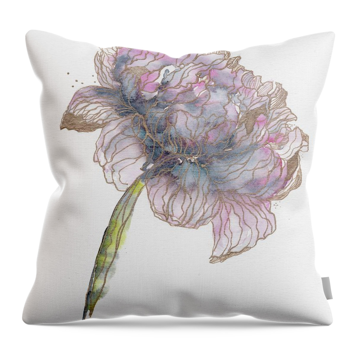 Watercolor Throw Pillow featuring the painting Peony by Kelly Edwards