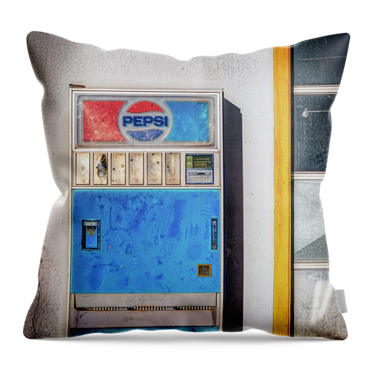 Arizona Throw Pillow featuring the photograph Pepsi Machine by Bill Chizek