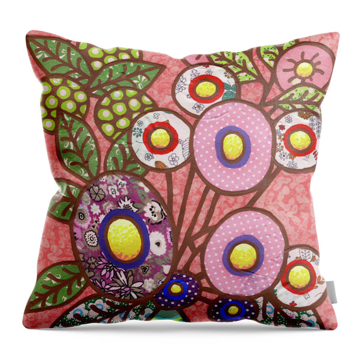 Flowers In A Vase Throw Pillow featuring the painting Perfect In Pink Bouquet by Amy E Fraser