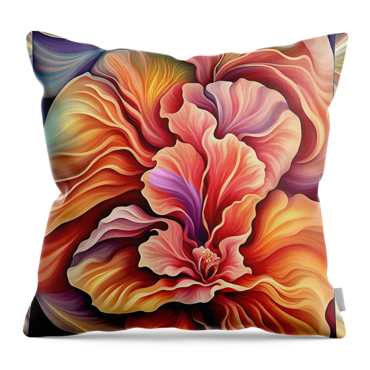 Floral Throw Pillow featuring the mixed media Petal Dance 2 by Lynda Lehmann