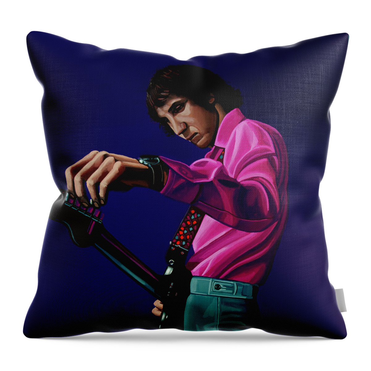 Pete Townshend Throw Pillow featuring the painting Pete Townshend Painting by Paul Meijering