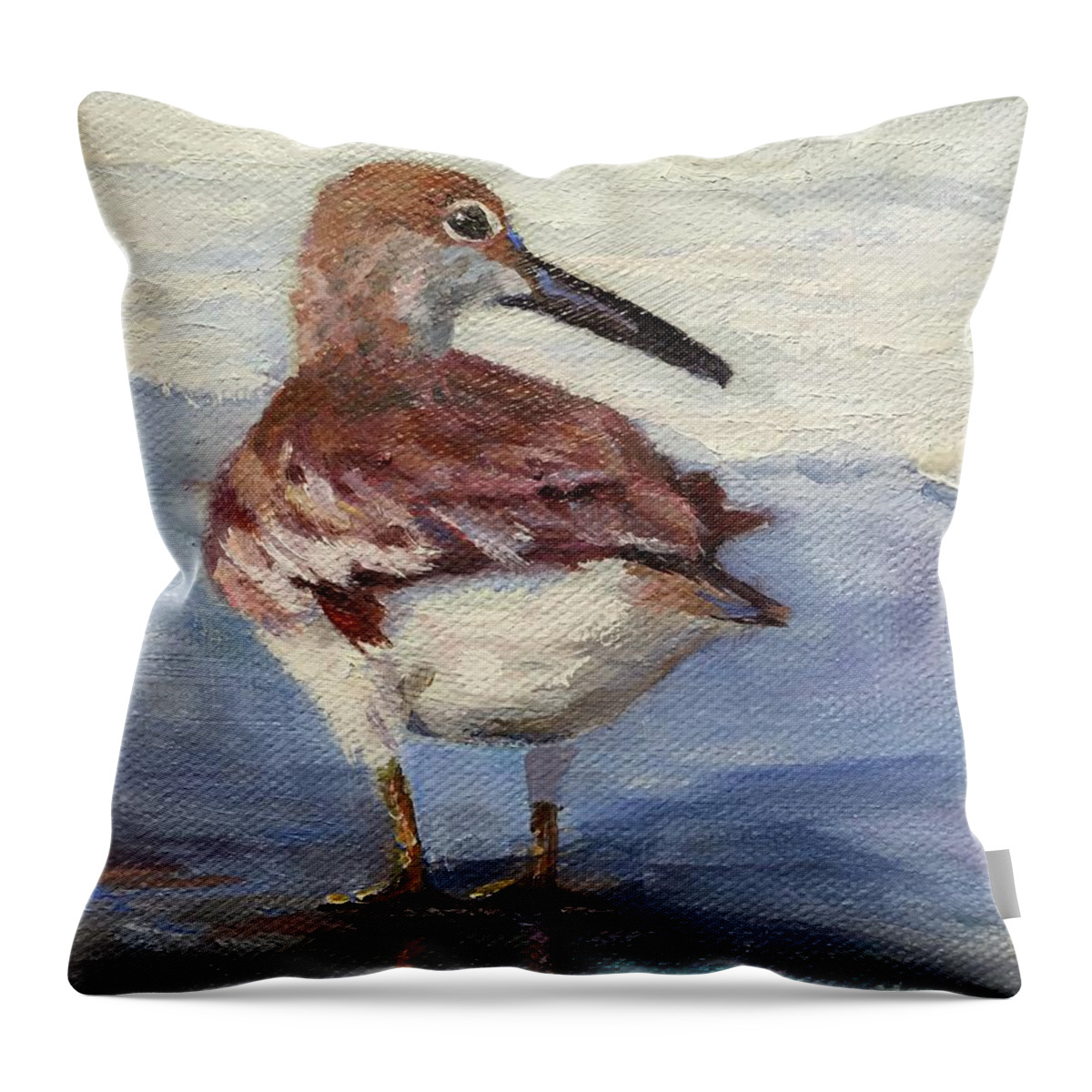 Sandpiper Throw Pillow featuring the painting Peter Piper by Judy Rixom