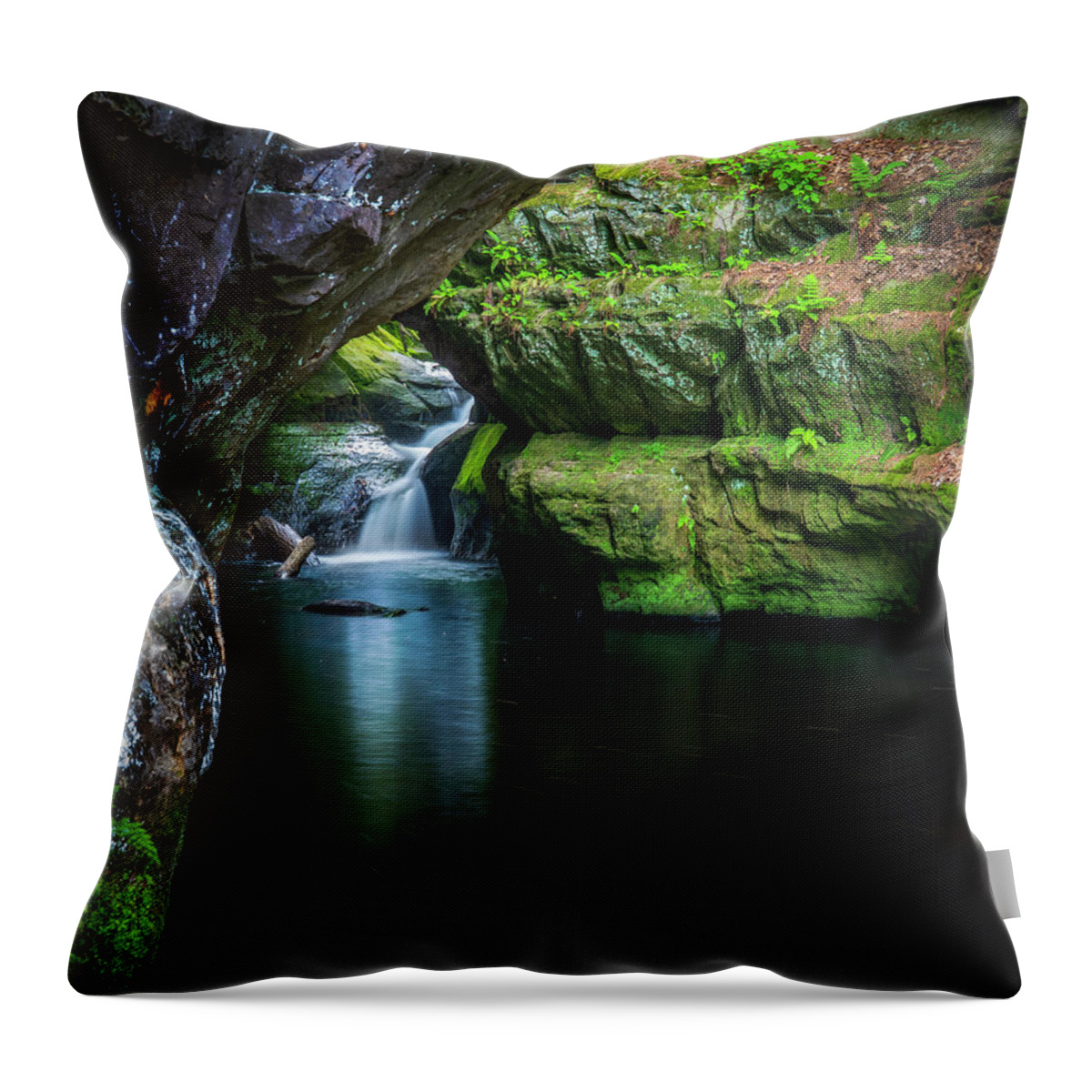 Pewits Nest Gorge Throw Pillow featuring the photograph Pewits Nest Waterfall by Dan Sproul