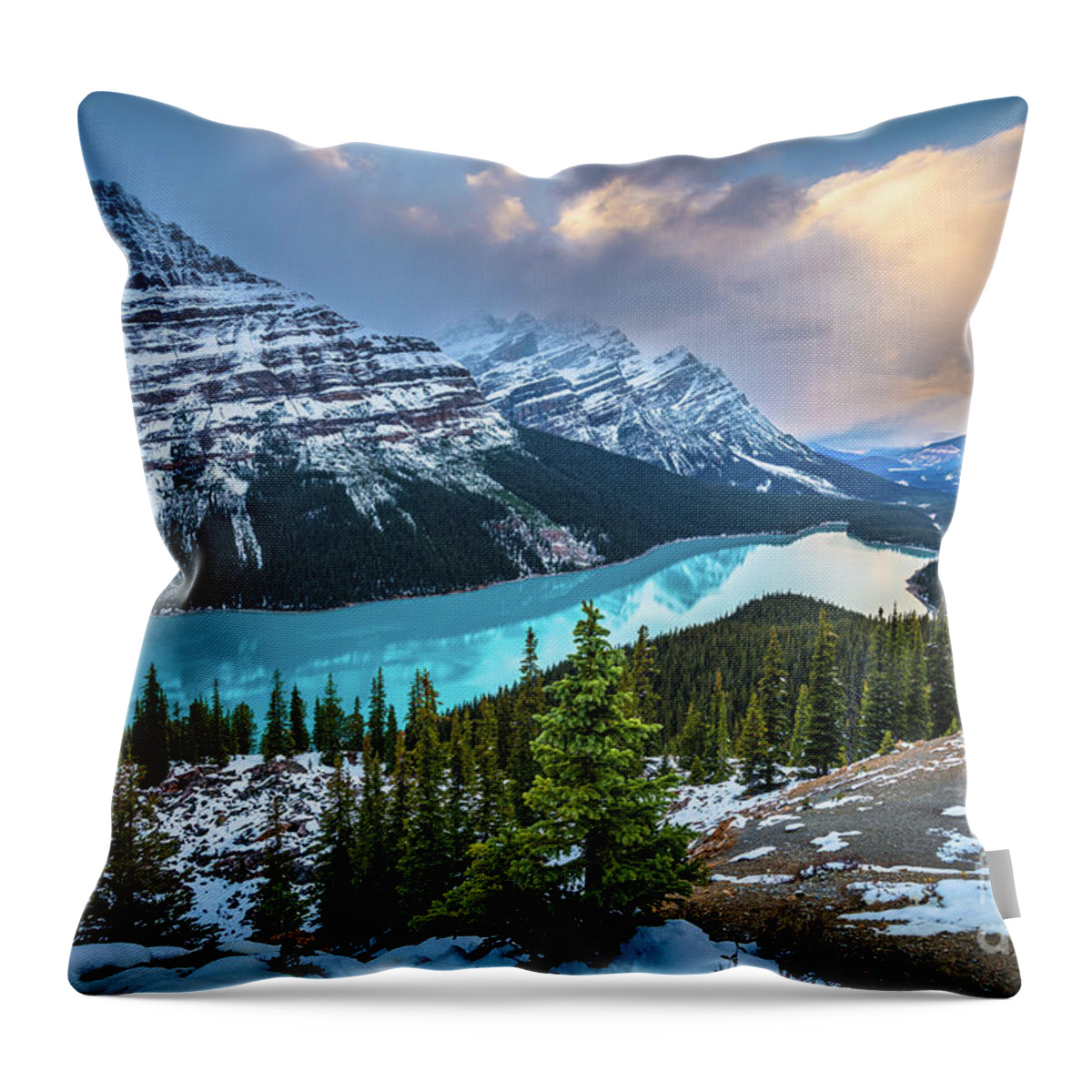 Alberta Throw Pillow featuring the photograph Peyto Lake Winter by Inge Johnsson