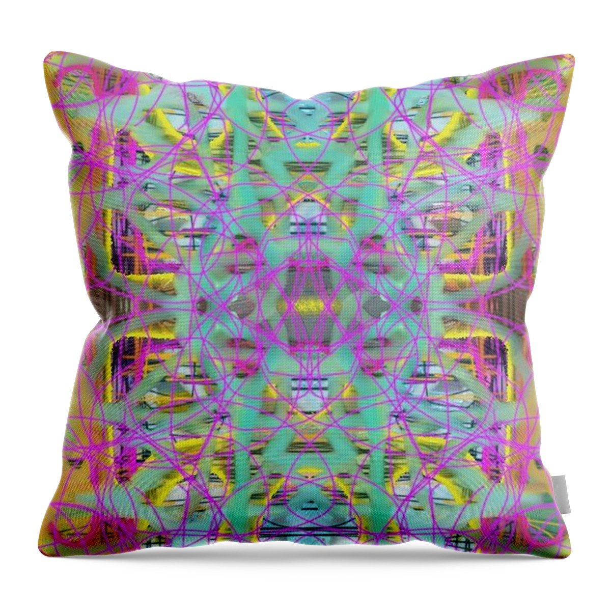 Indigenous-inspired Throw Pillow featuring the painting Phantagism by Naomi Jacobs
