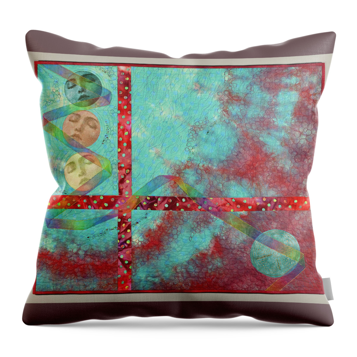 Wall Hanging Throw Pillow featuring the mixed media Phases by Vivian Aumond