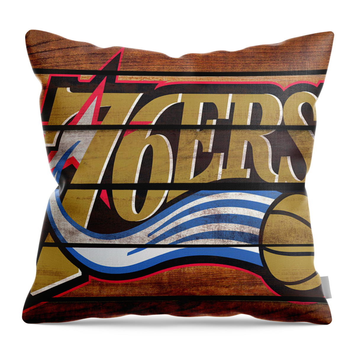 Philadelphia 76ers Throw Pillow featuring the mixed media Philadelphia 76ers 1a by Brian Reaves