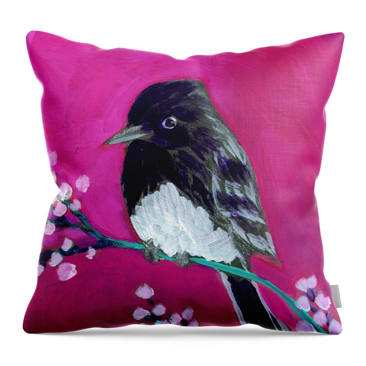 Bird Throw Pillow featuring the painting Phoebe by Jennifer Lommers