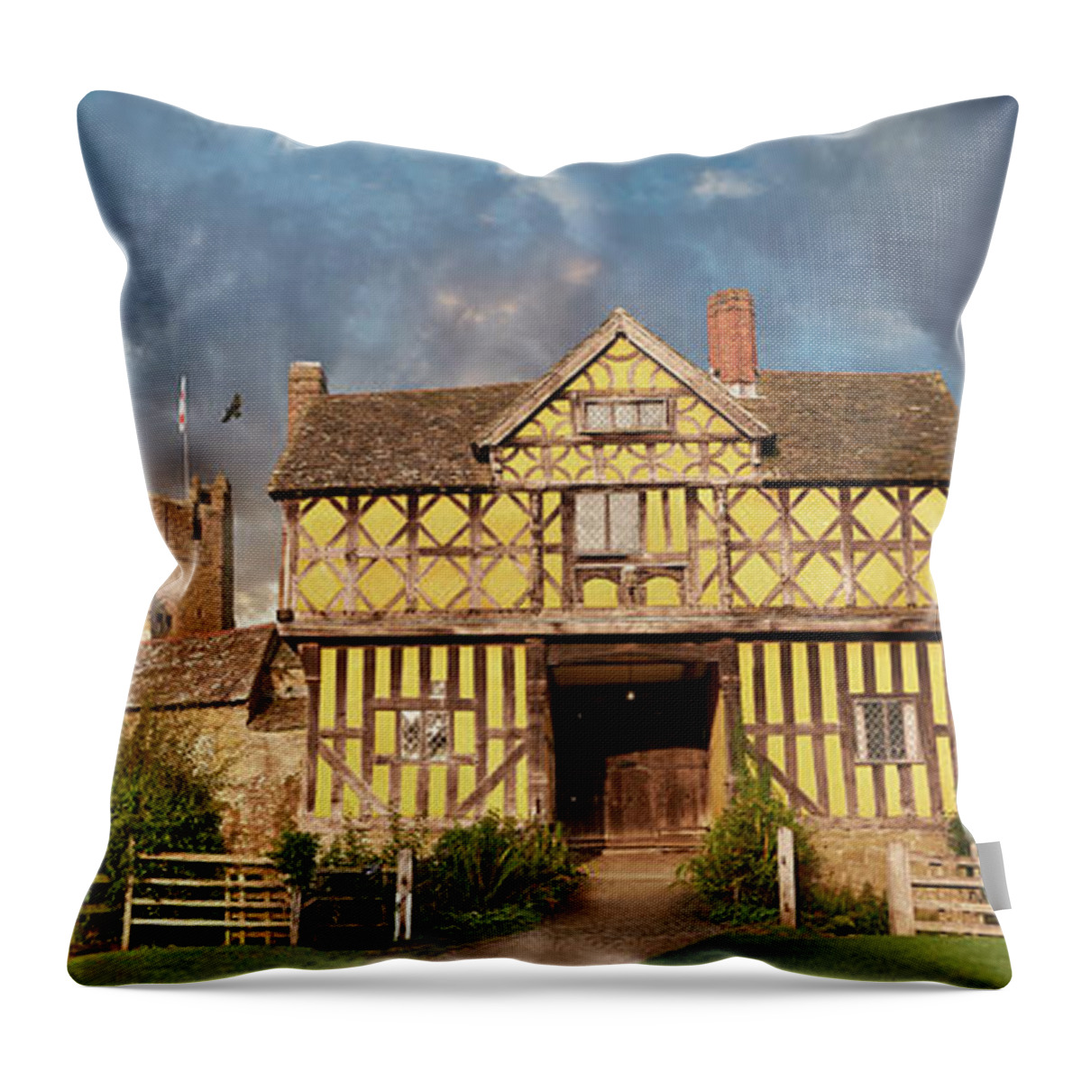 Stoksay Manor House Throw Pillow featuring the photograph Photo of Stokesay Castle, fortified manor house, Shropshire, England #1 by Paul E Williams