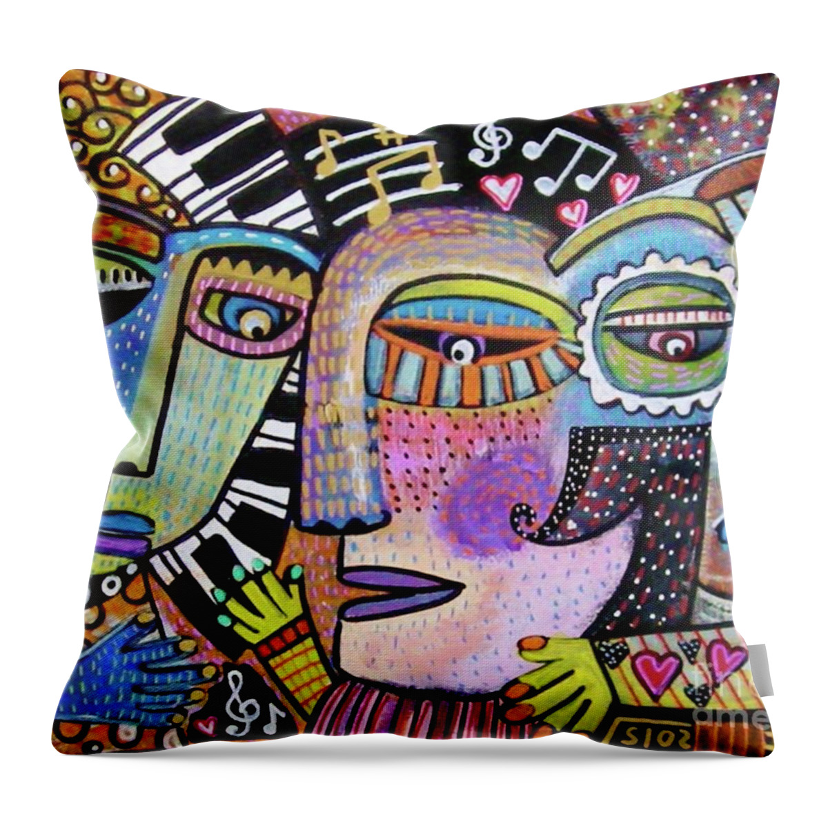 Wine Throw Pillow featuring the painting Piano Bar Singer by Sandra Silberzweig