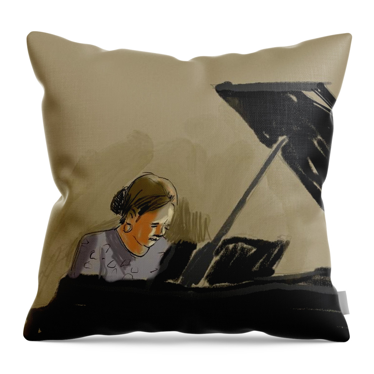 Piano Throw Pillow featuring the digital art Piano Recital by Don Morgan