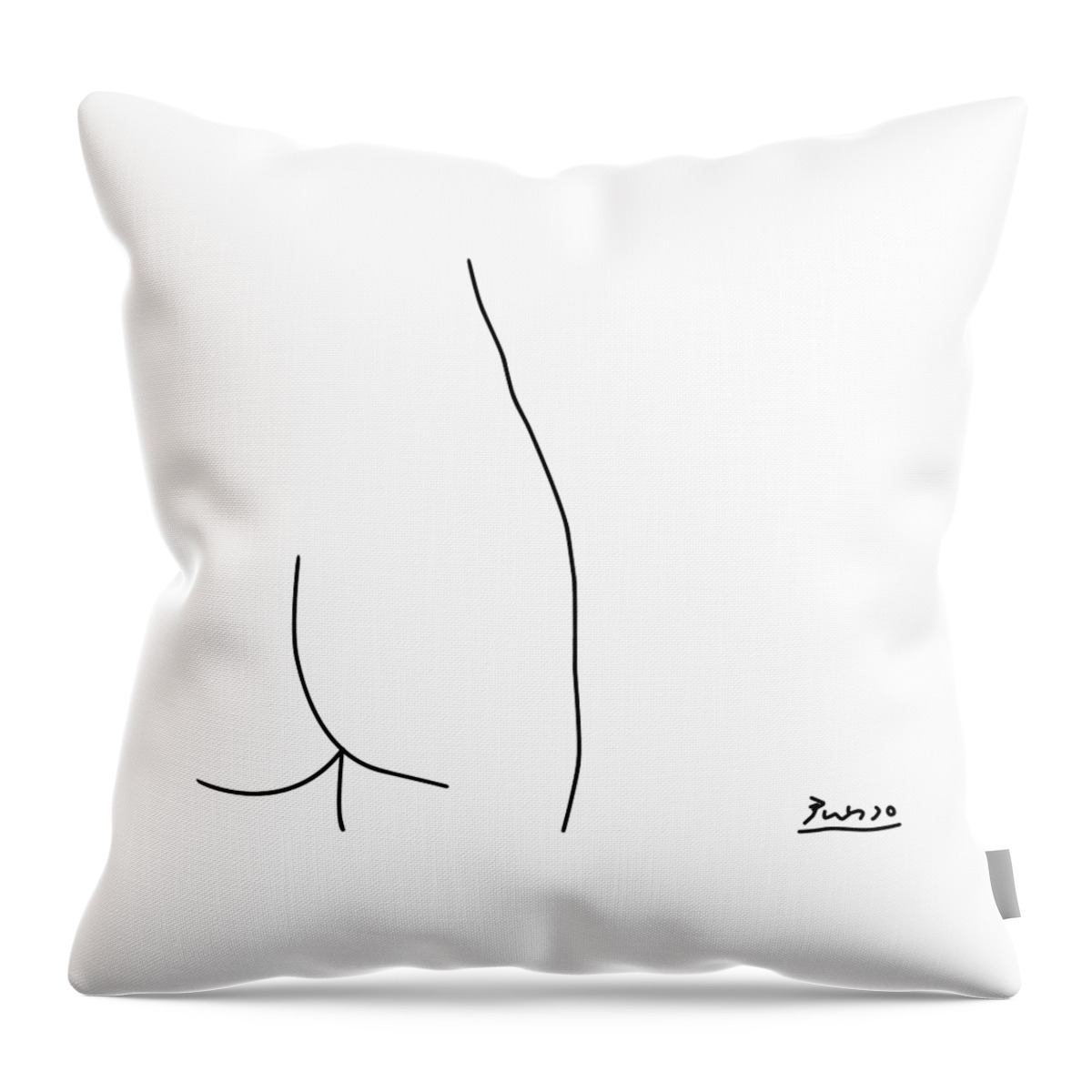 Picasso Throw Pillow featuring the drawing Picasso - Butt by Terry Bill