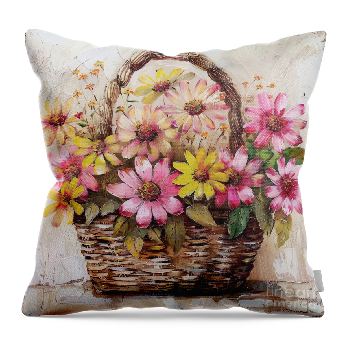 Daisy Flowers Throw Pillow featuring the digital art Pick Some Daisies by Tina LeCour