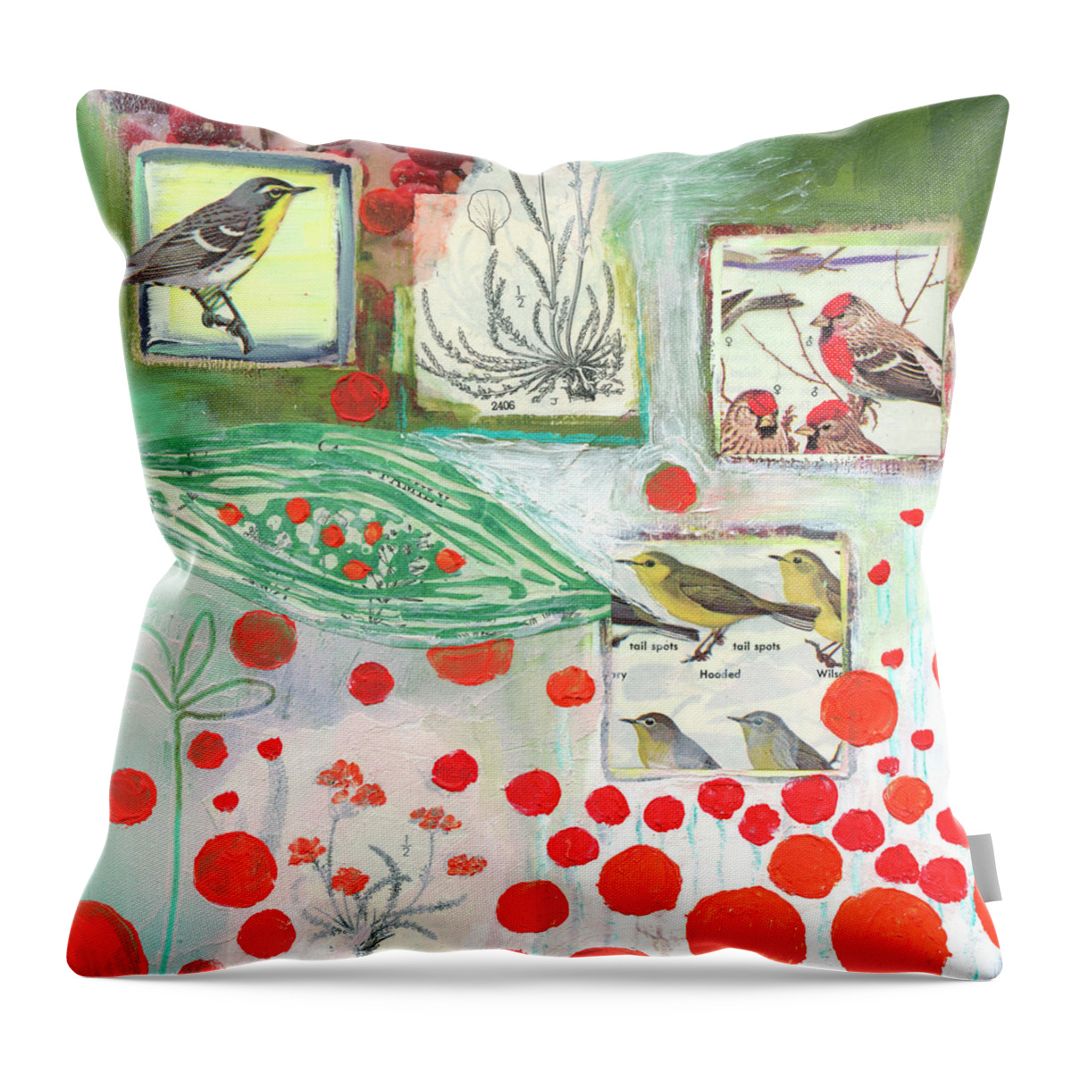 Bird Throw Pillow featuring the painting Picking Berries on Borrowed Time by Jennifer Lommers