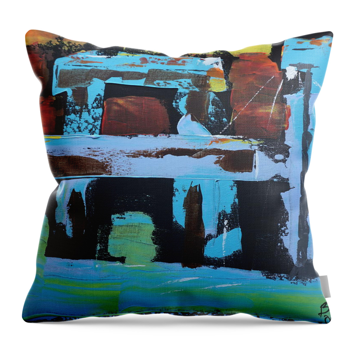Picnic Throw Pillow featuring the painting Picnic Table At Sunset by Brent Knippel
