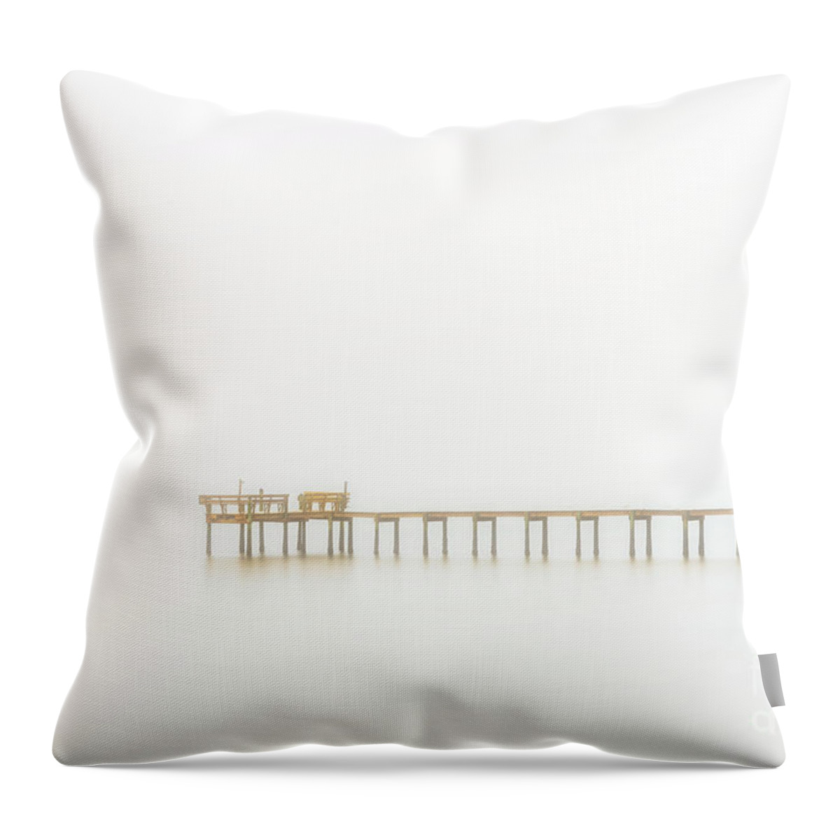 Fog Throw Pillow featuring the photograph Pier In Fog - A Photography Fine Art Minimalist by DB Hayes