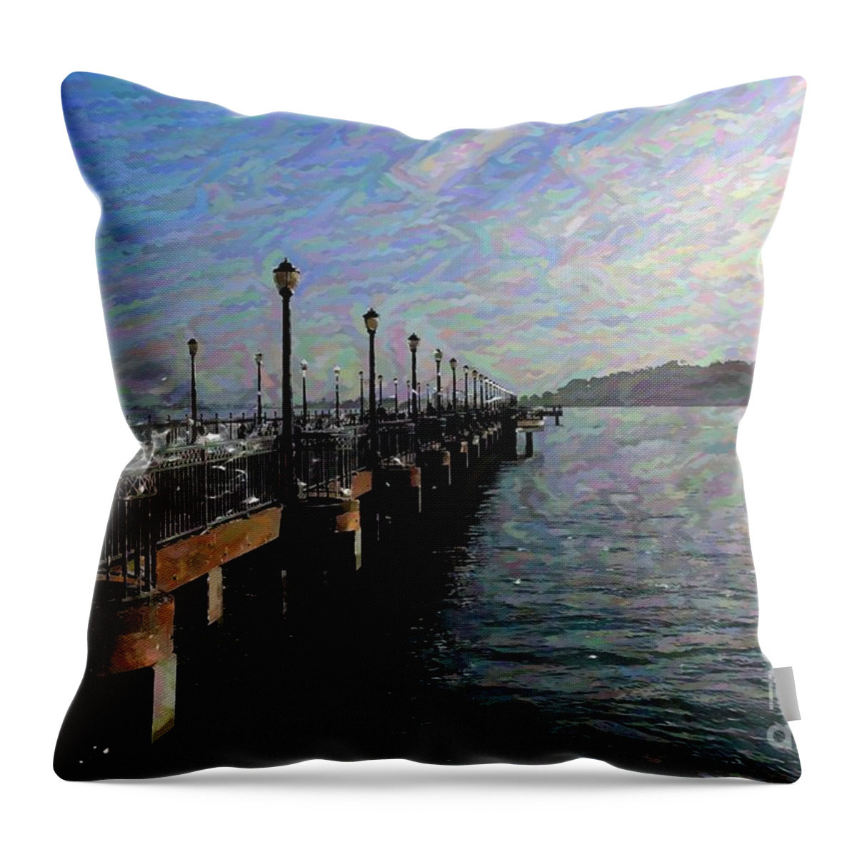 Pier Throw Pillow featuring the photograph Pier on the San Francisco Bay by Katherine Erickson