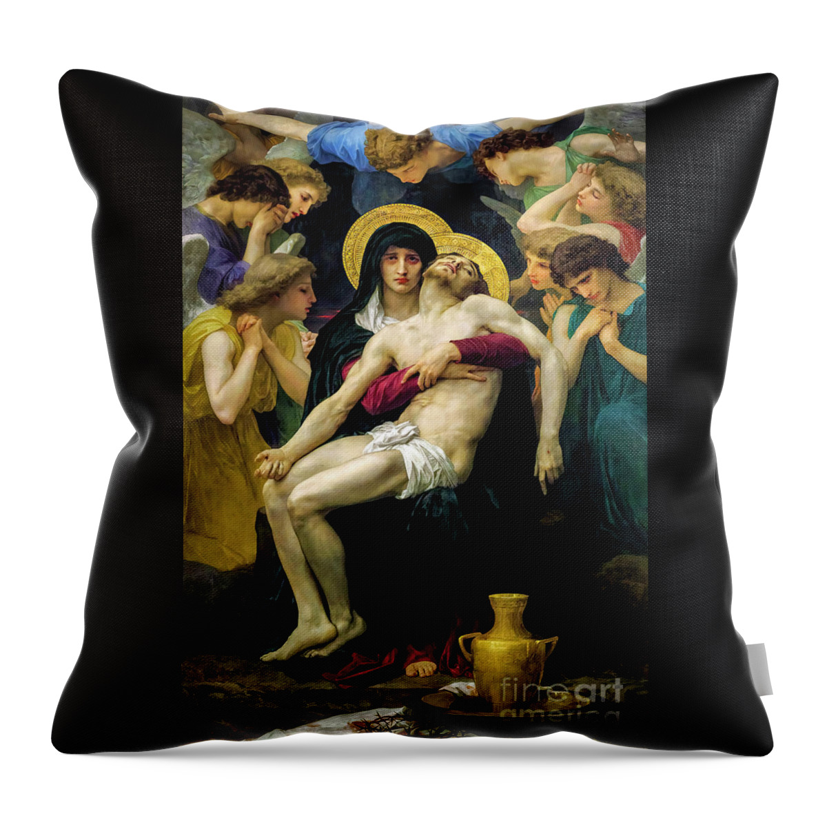 Pieta Throw Pillow featuring the photograph Pieta by William-Adolphe Bouguereau by Carlos Diaz