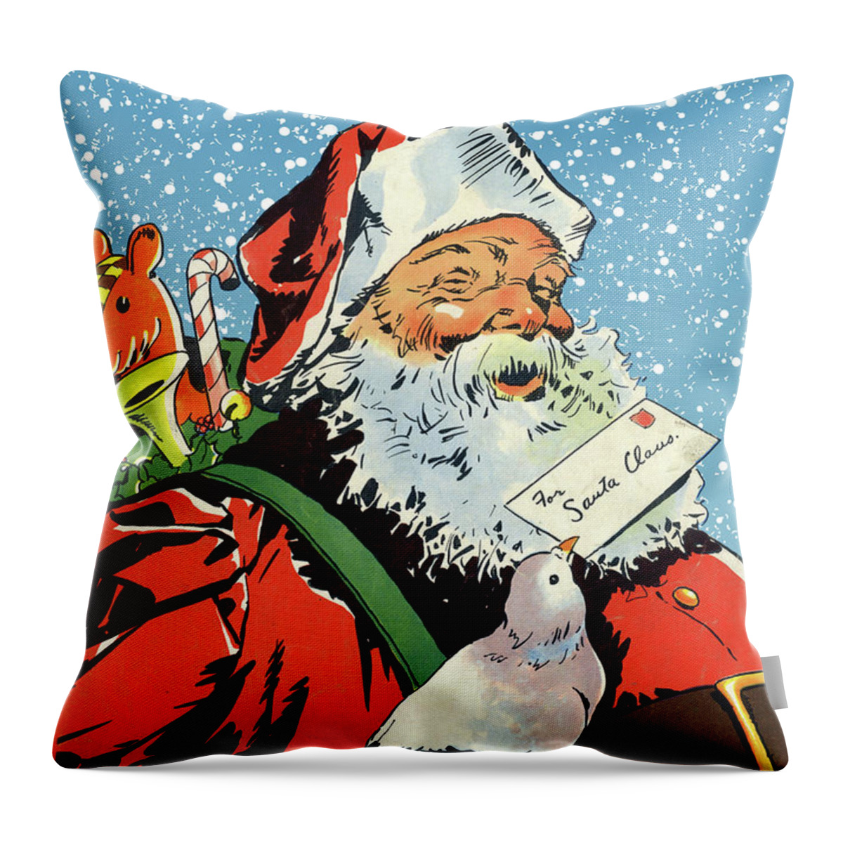 Pigeon Throw Pillow featuring the digital art Pigeon Have a Message for Santa by Long Shot