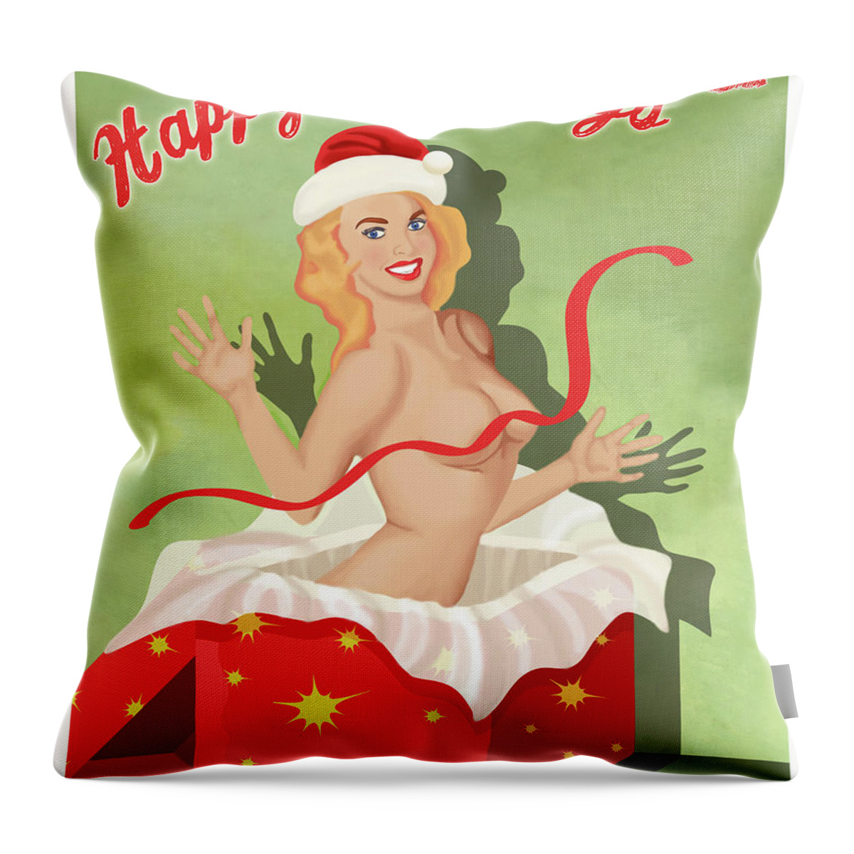 Pin-up Throw Pillow featuring the digital art Pin-up Surprise by Long Shot