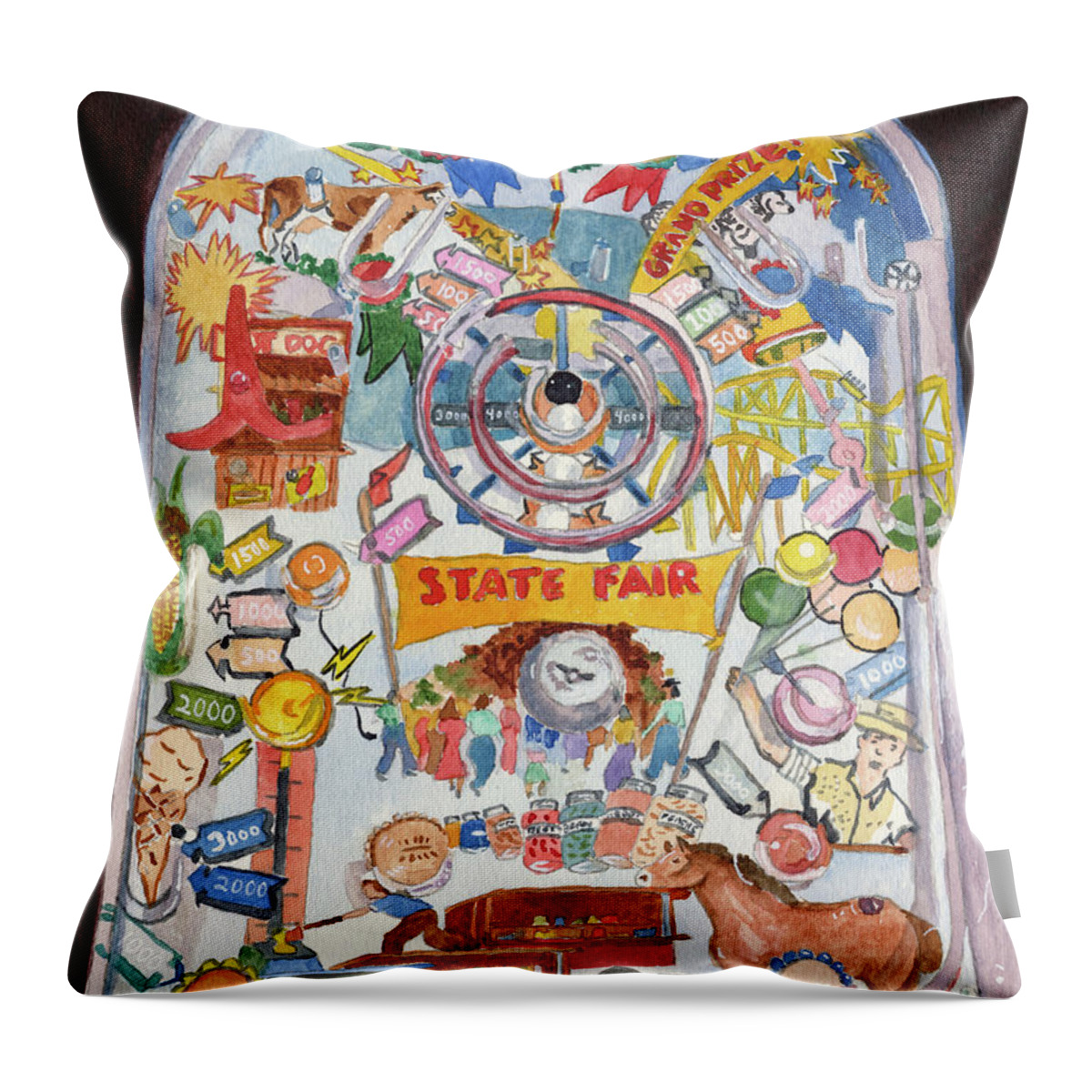 Toy Throw Pillow featuring the painting Pinball Game by Lynne Reichhart