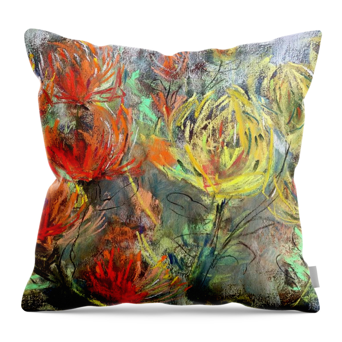 Pincushions Throw Pillow featuring the painting Pincussions by Bonny Butler