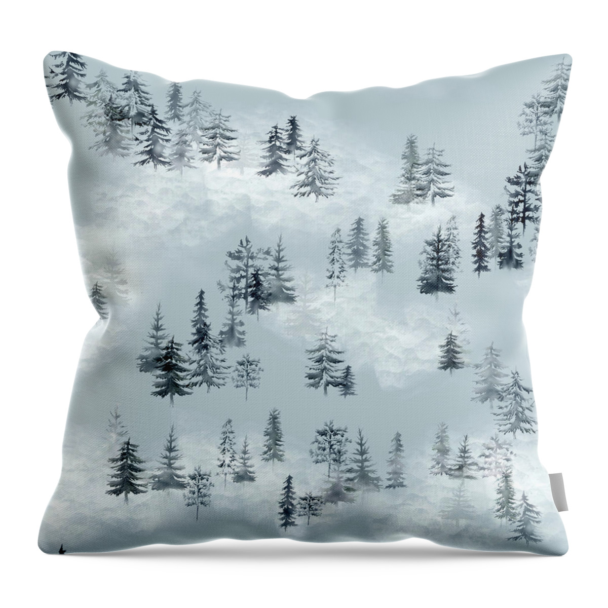 Seamless Repeat Throw Pillow featuring the digital art Pine Cloud Forest Pattern by Sand And Chi