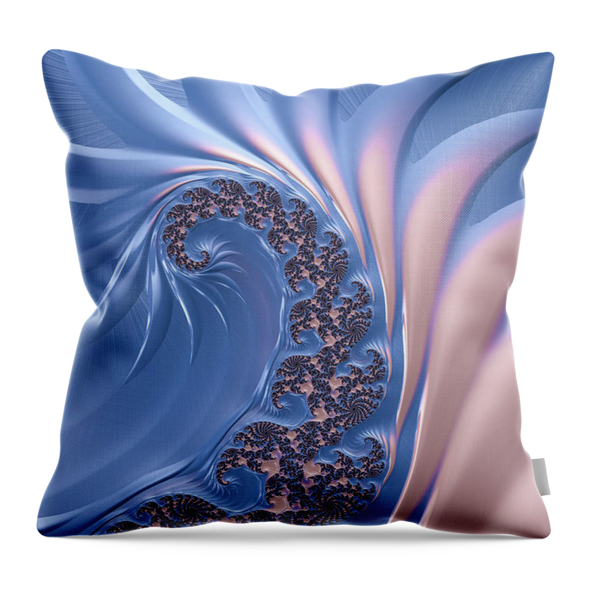Fractal Throw Pillow featuring the digital art Pink and Blue Abstract Fractal Spiral Art 01 by Matthias Hauser