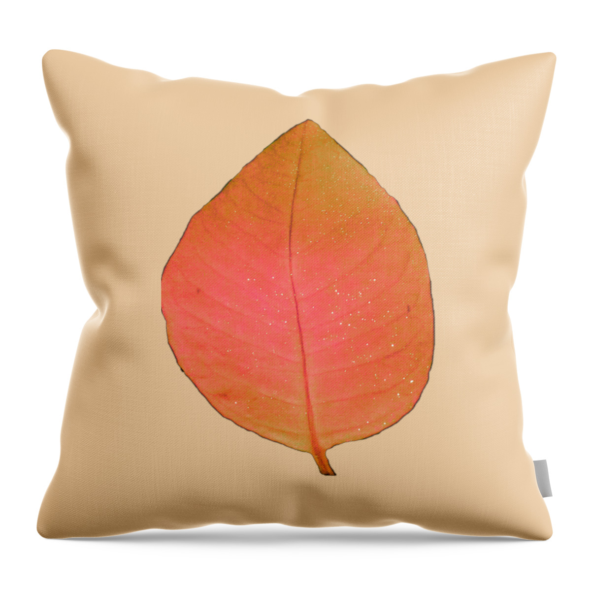 Pink Throw Pillow featuring the photograph Pink and Orange Autumn Leaf for Wall Art Prints by Delynn Addams