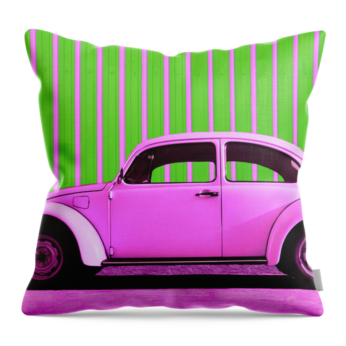 Car Throw Pillow featuring the photograph Pink Bug by Laura Fasulo