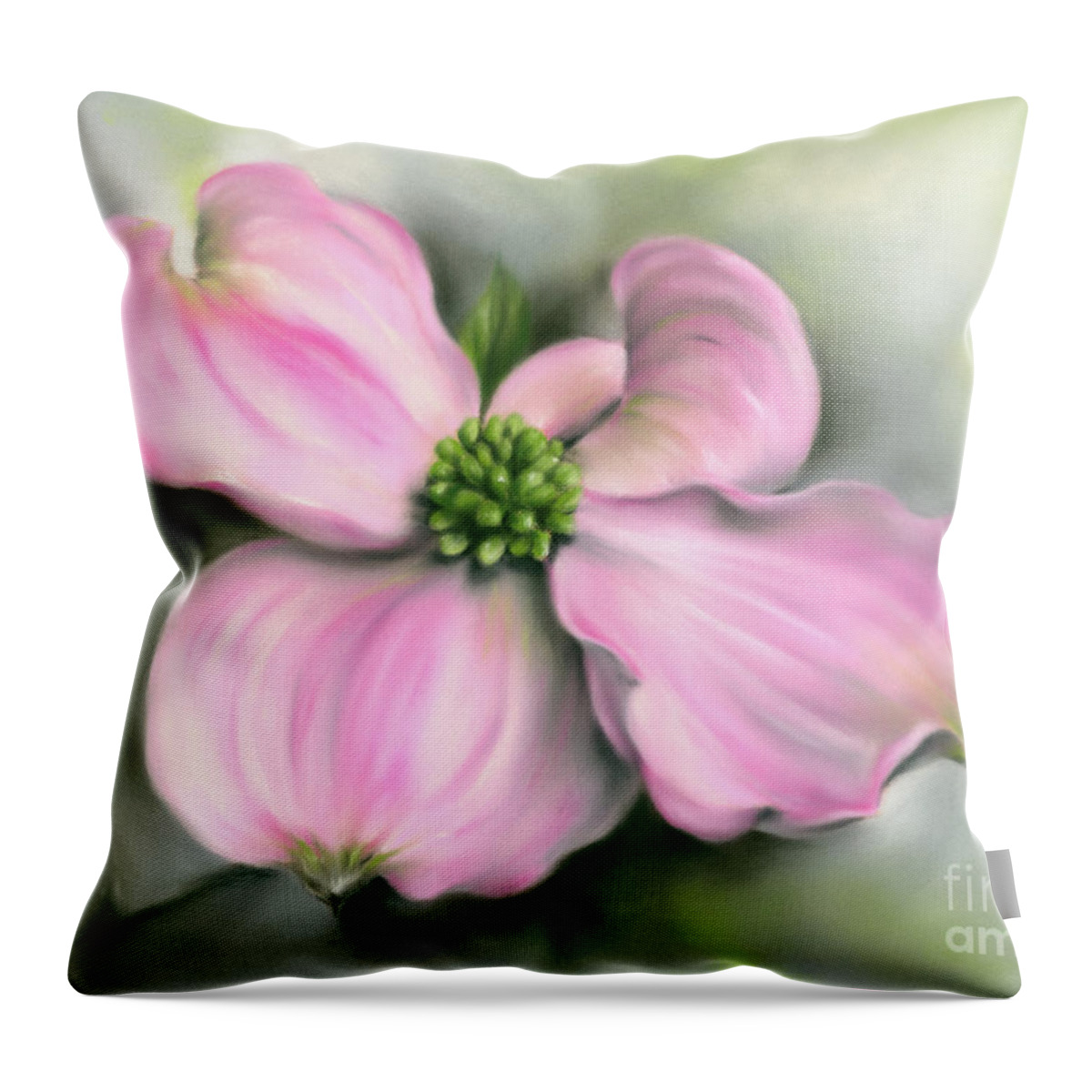Botanical Throw Pillow featuring the painting Pink Dogwood in Spring by MM Anderson