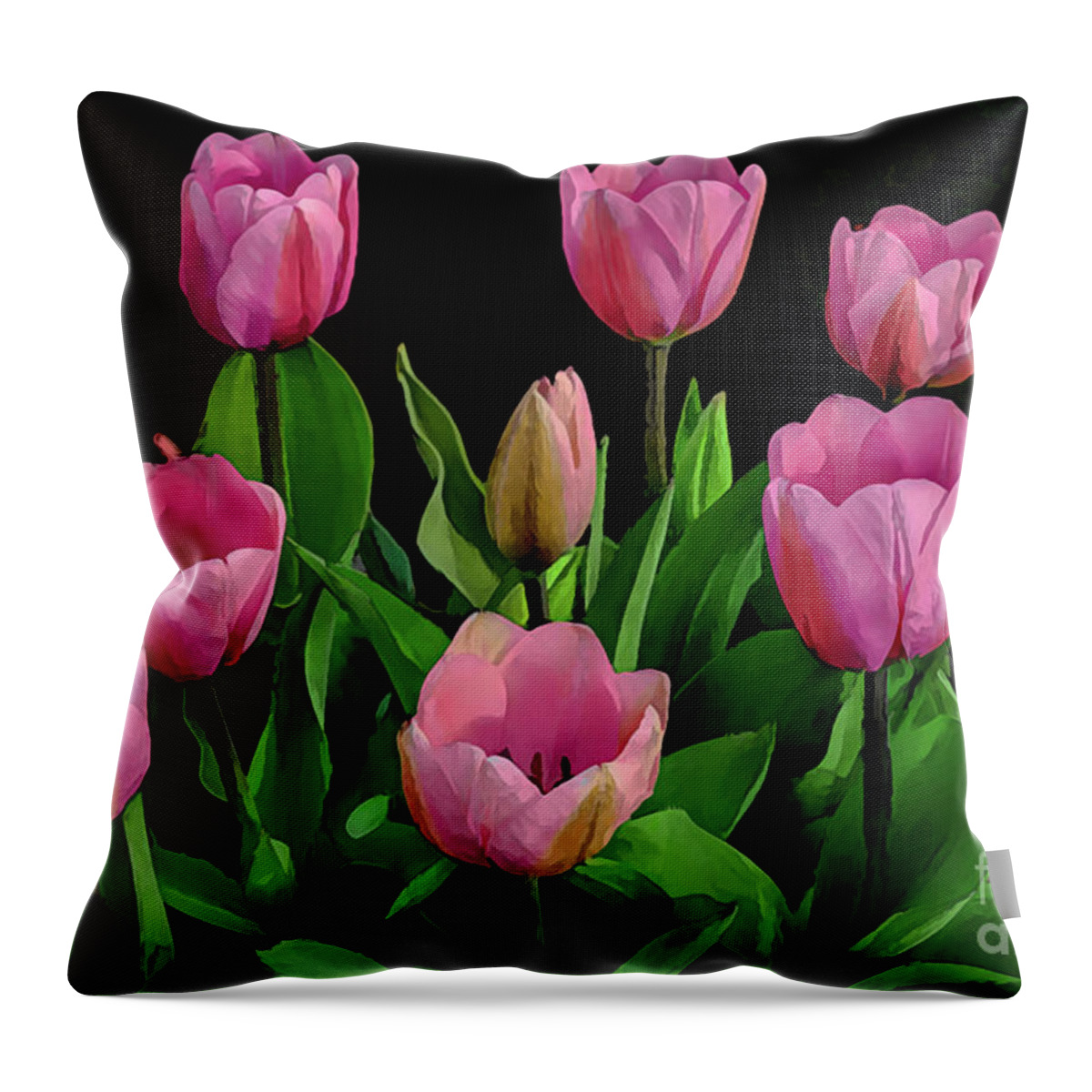 Pink Throw Pillow featuring the photograph Pink Impressions - Springtime Tulips by Diana Mary Sharpton