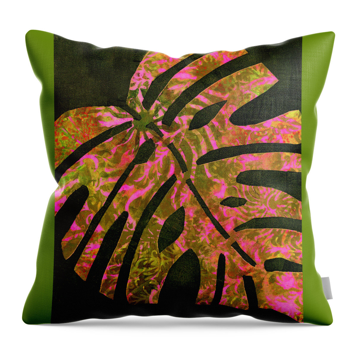 Tropical Throw Pillow featuring the painting Pink Jungle by Cynthia Fletcher