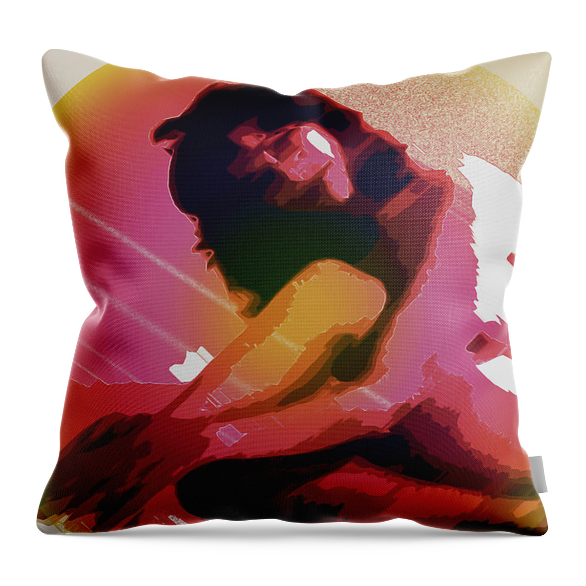 Nude Throw Pillow featuring the painting Pink Lady by CHAZ Daugherty