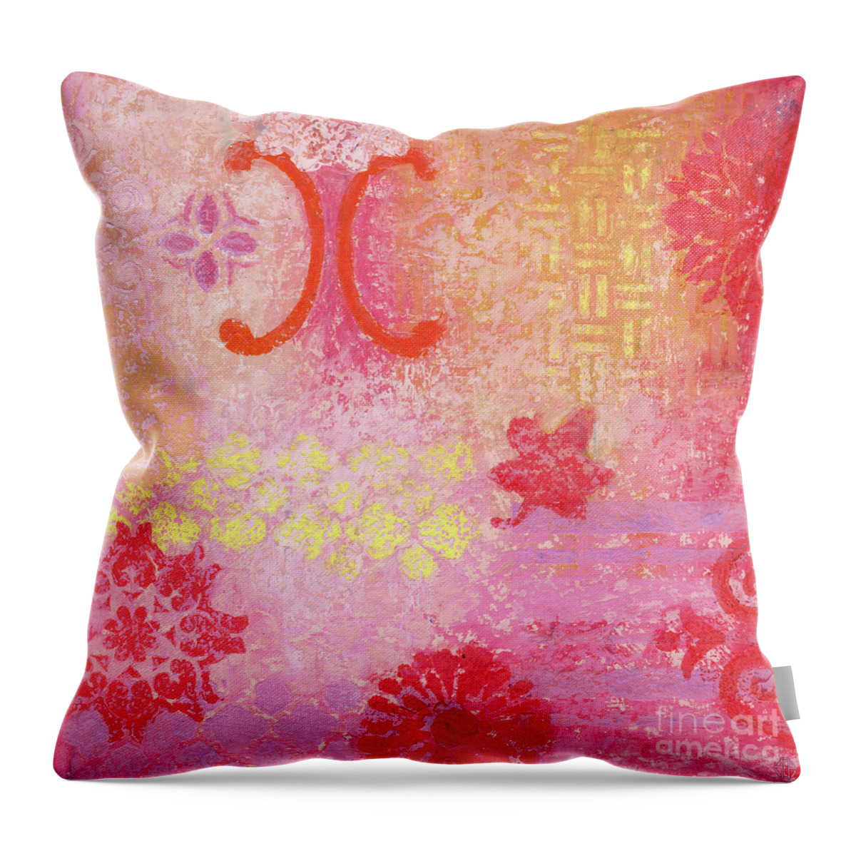 Abstract Throw Pillow featuring the painting Pink Lady Magic by Amy E Fraser